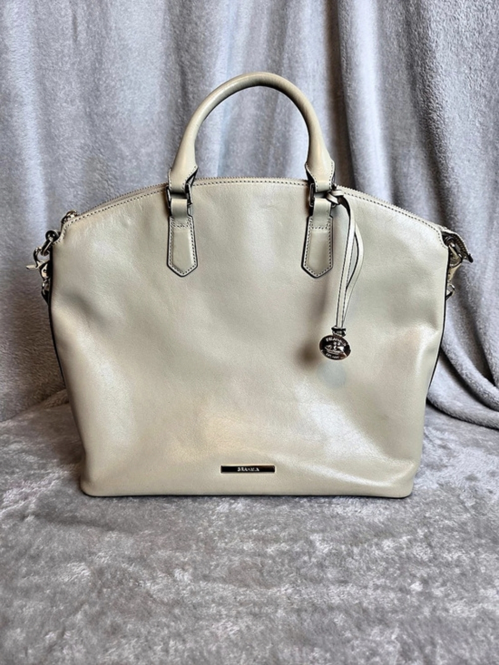 Brahmin Large Duxbury Satchel Leather Satchel in Cream NWT